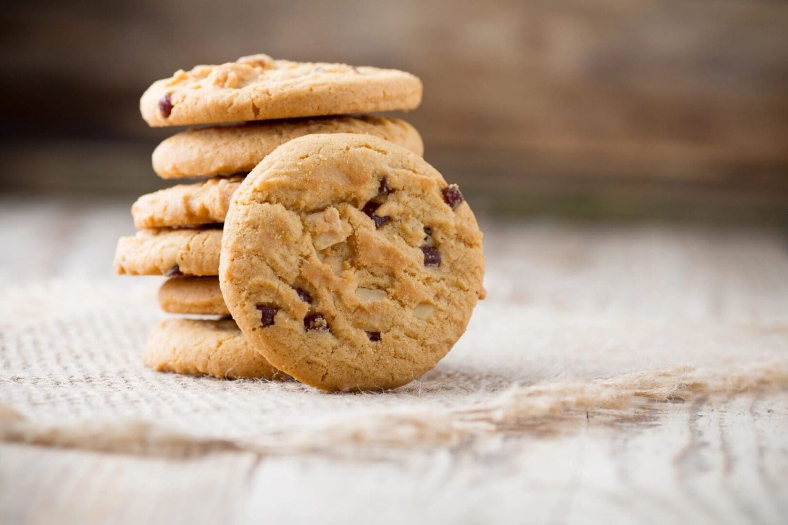 A stack of cookies on top of each other.